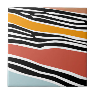 Colourful abstract shapes with zebra print design tile