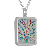 Colourful Abstract Silver Plated Necklace (Front Left)