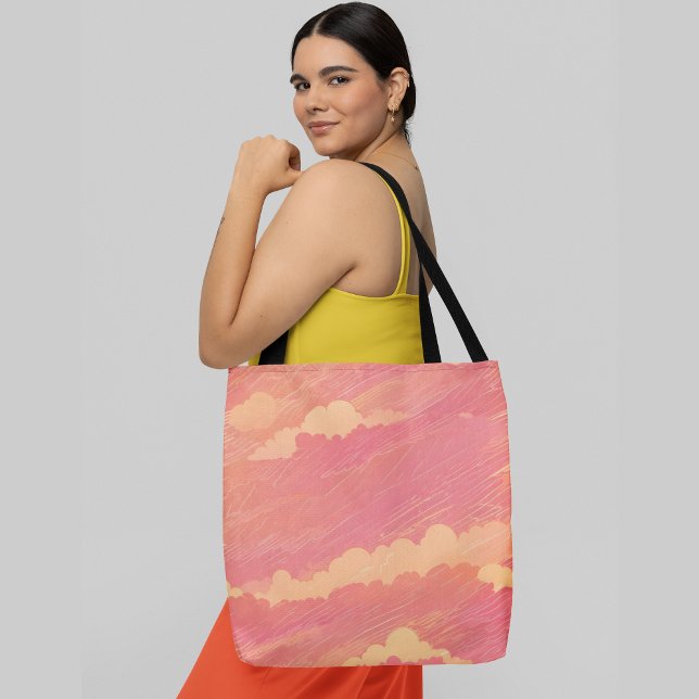 Colourful abstract sky with fluffy yellow clouds tote bag (Creator Uploaded)