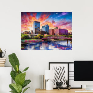 Colourful Abstract Skyline of Dayton, Ohio Poster