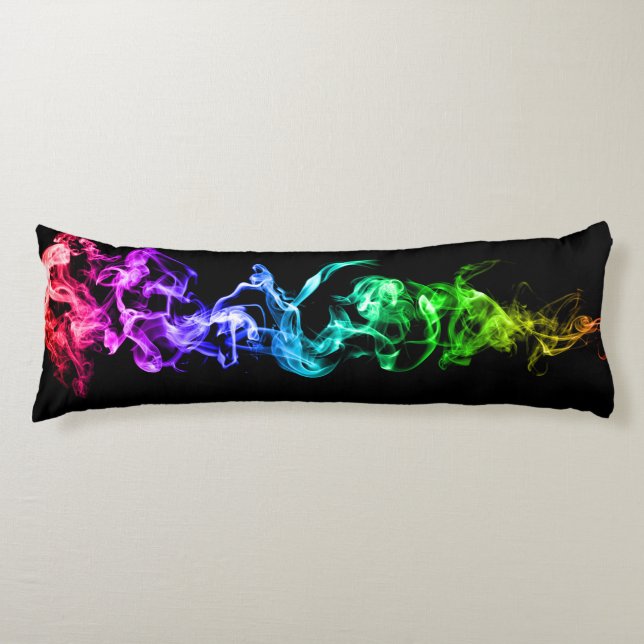 Colourful Abstract Smoke - A Rainbow in the Dark B Body Pillow (Front)