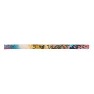 Colourful abstract snake skin pattern satin ribbon