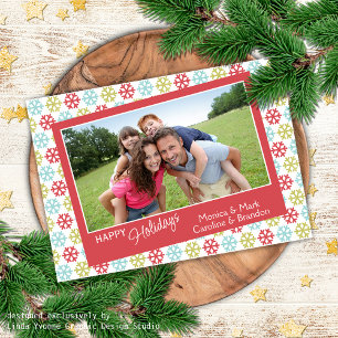 Colourful Abstract Snowflakes Happy Holidays Seaso Holiday Card