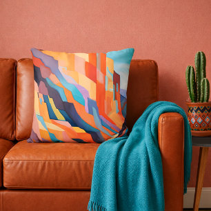Colourful Abstract Southwestern Scenery Throw Pillow