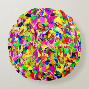 Colourful Abstract Spectrum Pattern Round Pillow