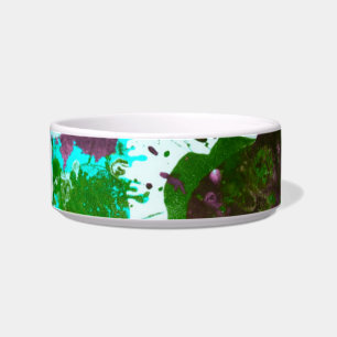 Colourful Abstract Splatter Paint Green and Purple Bowl