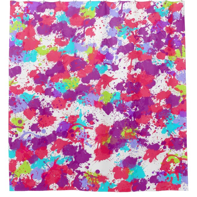 Colourful Abstract Splatter Paint, Red and Purple (Front)