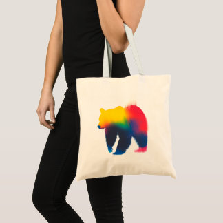 Colourful Abstract Spray Paint Bear Silhouette Tote Bag