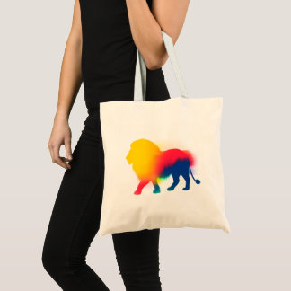 Colourful Abstract Spray Paint Lion Silhouette Tote Bag