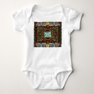 Colourful abstract: square pocket design. baby bodysuit