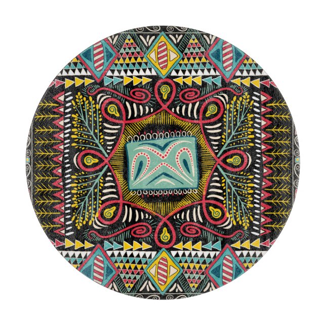 Colourful abstract: square pocket design. cutting board (Front)