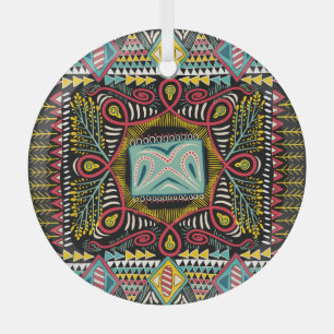 Colourful abstract: square pocket design. glass ornament