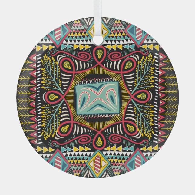 Colourful abstract: square pocket design. glass ornament (Front)