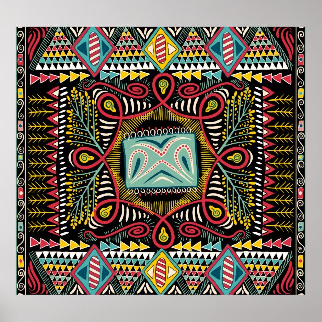 Colourful abstract: square pocket design. poster (Front)