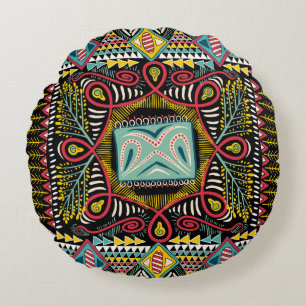 Colourful abstract: square pocket design. round pillow