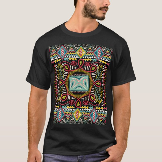 Colourful abstract: square pocket design. T-Shirt (Front)