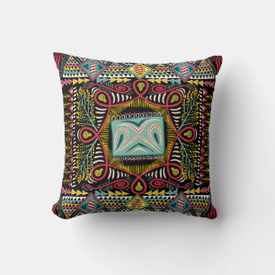 Colourful abstract: square pocket design. throw pillow