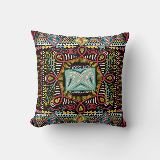 Colourful abstract: square pocket design. throw pillow (Front)
