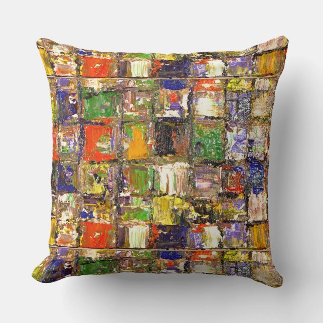 Colourful Abstract Square Throw Pillow (Front)