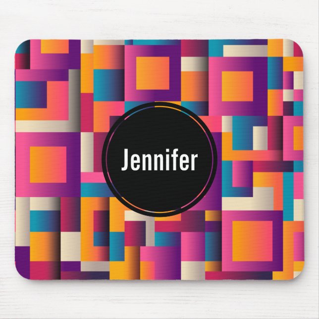 Colourful Abstract Squares and Shapes Mouse Pad (Front)