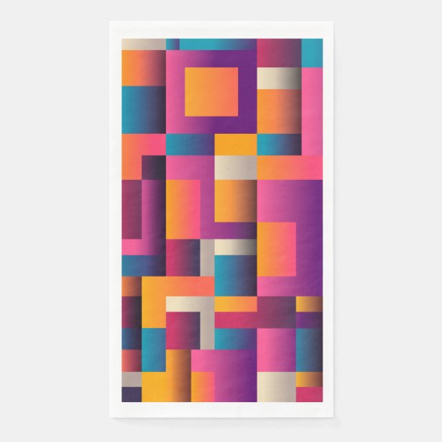 Colourful Abstract Squares and Shapes Napkin (Front)