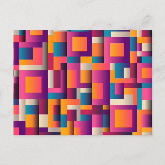 Colourful Abstract Squares and Shapes Postcard (Front)