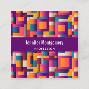 Colourful Abstract Squares and Shapes Square Business Card
