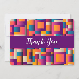 Colourful Abstract Squares and Shapes Thank You Card
