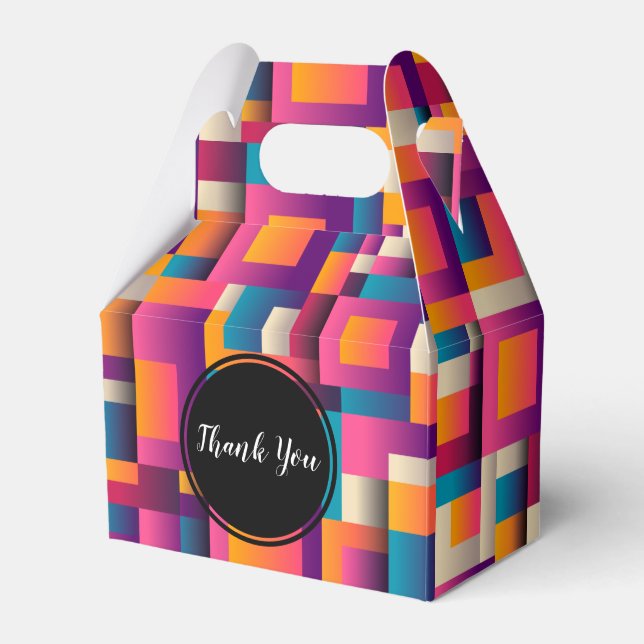 Colourful Abstract Squares and Shapes Thank You Favor Box (Front Side)
