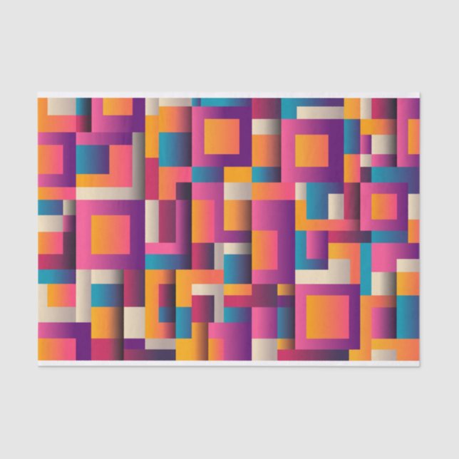 Colourful Abstract Squares and Shapes Tissue Paper (Front)