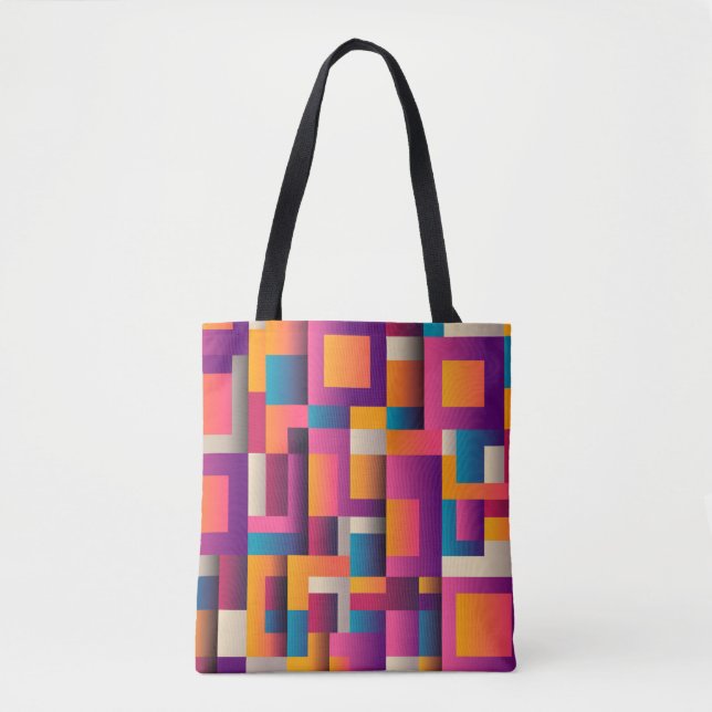 Colourful Abstract Squares and Shapes Tote Bag (Front)