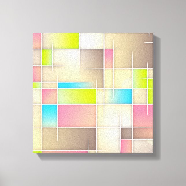 Colourful Abstract Squares Geometric Pattern Canvas Print (Front)