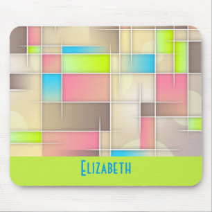 Colourful Abstract Squares Geometric Pattern Mouse Pad