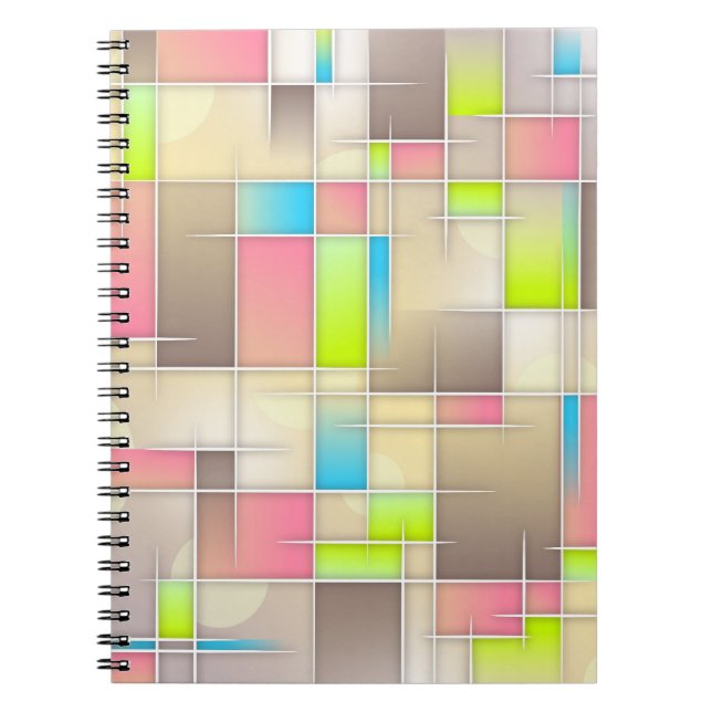 Colourful Abstract Squares Geometric Pattern Notebook (Front)