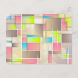 Colourful Abstract Squares Geometric Pattern Postcard