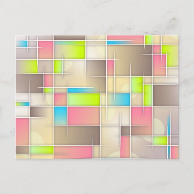 Colourful Abstract Squares Geometric Pattern Postcard (Front)