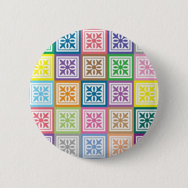 Colourful abstract squares pattern 2 inch round button (Front)