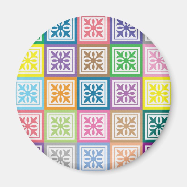 Colourful abstract squares pattern magnet (Front)