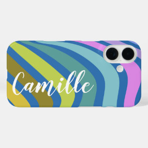 Colourful Abstract Squiggle Swirls Personalized  iPhone 16 Case