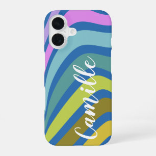 Colourful Abstract Squiggle Swirls Personalized iPhone 16 Case