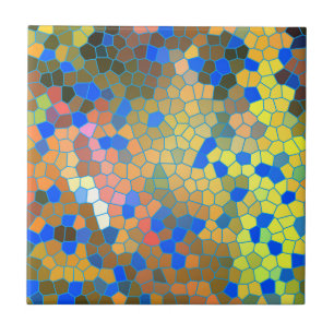 Colourful Abstract Stained Glass Art Tile