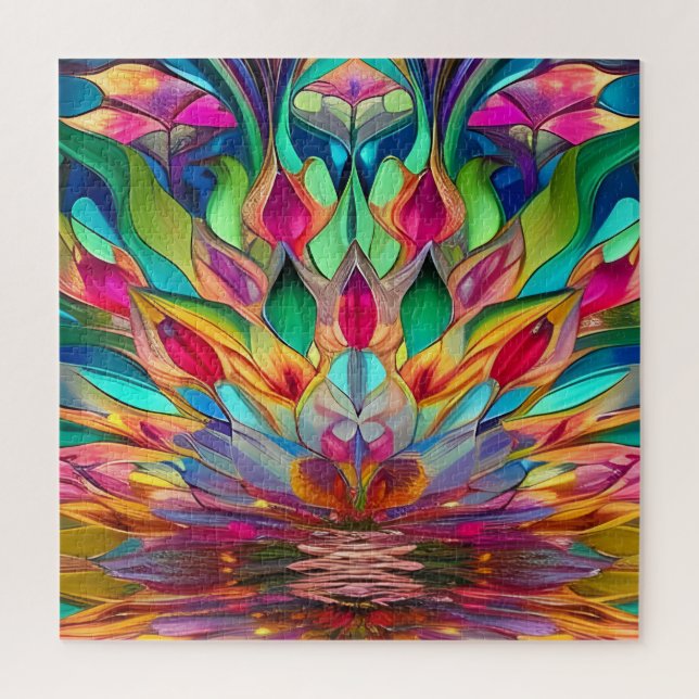 Colourful Abstract Stained Glass Jigsaw Puzzle (Vertical)