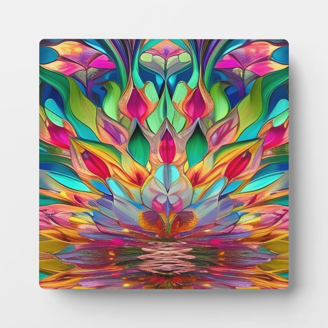 Colourful Abstract Stained Glass Plaque (Front)