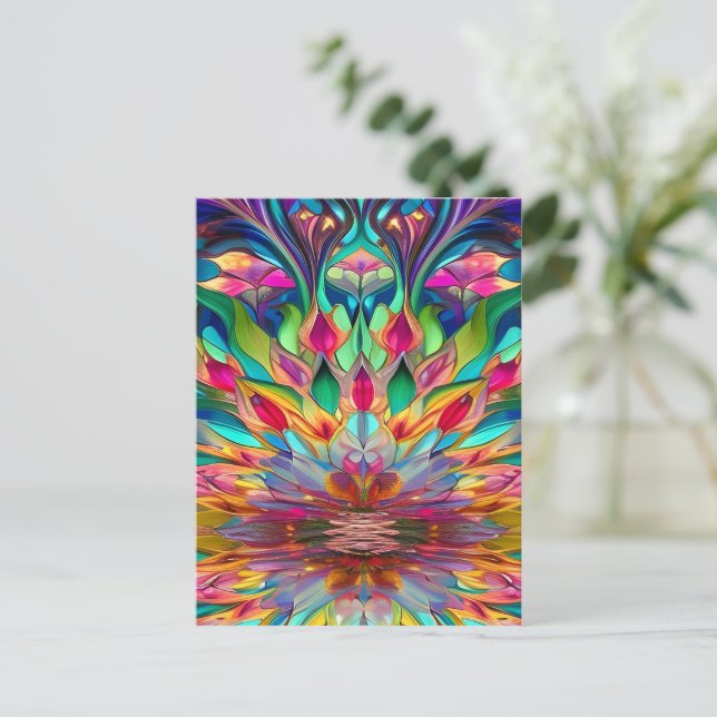 Colourful Abstract Stained Glass Postcard (Standing Front)