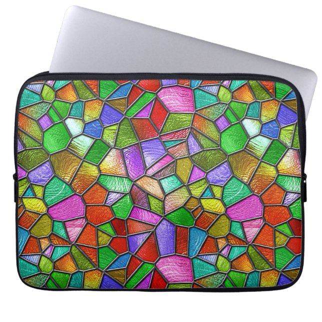Colourful Abstract Stained Glass Window Laptop Sleeve (Front)