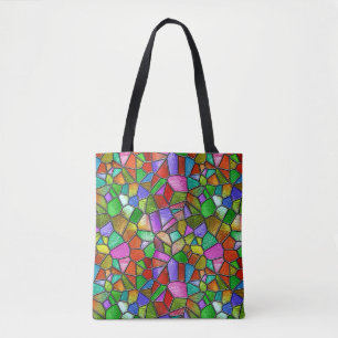 Colourful Abstract Stained Glass Window Tote Bag