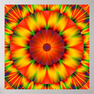Colourful Abstract Starburst Artwork Wall Poster