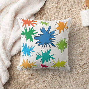Colourful Abstract Starburst Pattern Throw Pillow