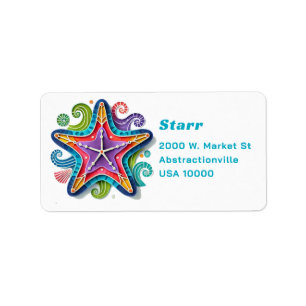 Colourful Abstract Starfish Return Address Label