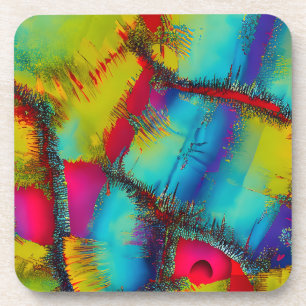 Colourful Abstract Stich Pattern Coaster
